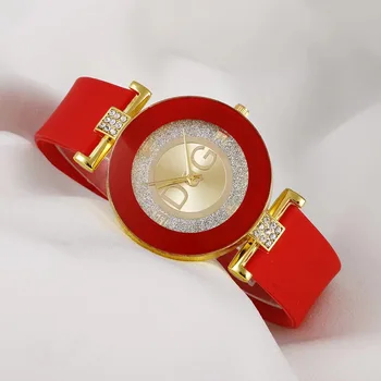 2023 Новый модный бренд Gold Geneva Повседневные кварцевые часы Женские хрустальные Силиконовые часы Relogio Feminino Наручные часы