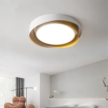 Скандинавские белые круглые потолочные светильники с приглушенным освещением в спальне, современная светодиодная лампа для гостиной, потолочные светильники для домашнего кабинета, декоративное освещение
