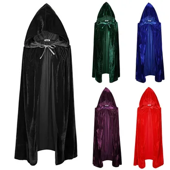 Фестивальный костюм MOONBIFFY 5Color для взрослых, косплей, бархатный плащ с капюшоном, накидка Средневековой ведьмы, Викки, вампира, халат на Хэллоуин