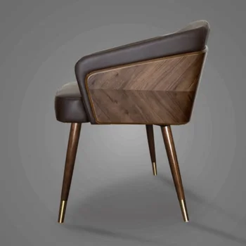 Современный минималистичный обеденный стул для кухонной мебели Роскошное кресло с деревянной отделкой Высококачественные обеденные стулья с удобным сиденьем