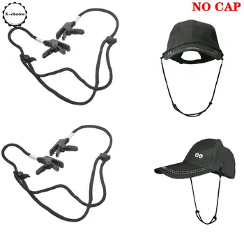 Ремешок для кепки, фиксатор шляпы, ветрозащитный шнур, зажимы для подбородочного ремня, мотоциклы, катание на лодках, рыбалка, упаковка из 2 штук (без кепки)