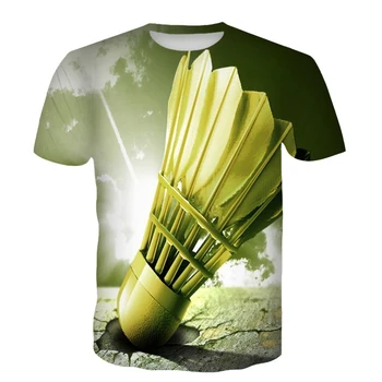 Модные спортивные футболки с изображением бадминтона, забавные мужские футболки, повседневный топ с 3D принтом в стиле хип-хоп Харадзюку, круглый вырез, короткий рукав