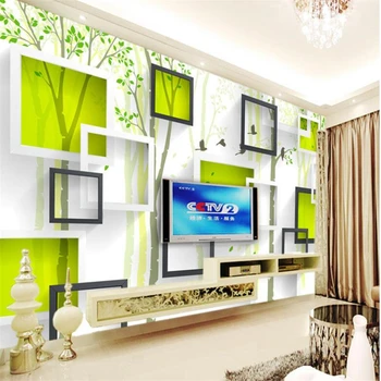 wellyu papel de parede 3d Пользовательские обои Абстрактное дерево 3D коробка ТВ фон стены papel de parede para quarto behang