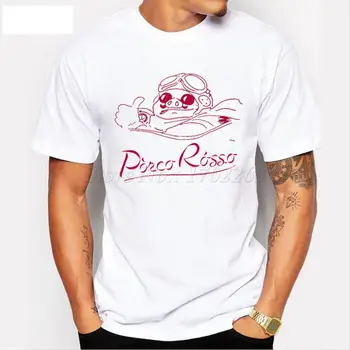 Азиатский размер, мужская футболка с изображением красной свиньи с мультяшным принтом Porco Rosso, модные мужские забавные топы с коротким рукавом, повседневная модная крутая футболка