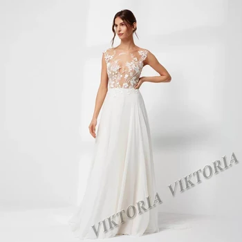 2023 VIKTORIA Стильные Свадебные платья для невесты с объемными аппликациями без рукавов, женское свадебное платье на заказ