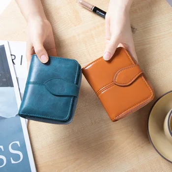Складной кошелек Женская короткая сумка с несколькими картами, цельная сумка, изысканный высококачественный кошелек с пряжкой, Маленький дизайнерский кошелек