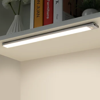 Датчик движения Подсветка шкафа Ультратонкий светодиодный датчик движения USB Перезаряжаемый Черный алюминий для кухонных шкафов Подсветка светодиодная