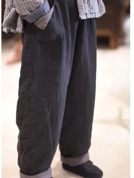 Женские Свободные брюки с эластичной резинкой на талии, женские осенне-зимние брюки, женские ретро-брюки 2022