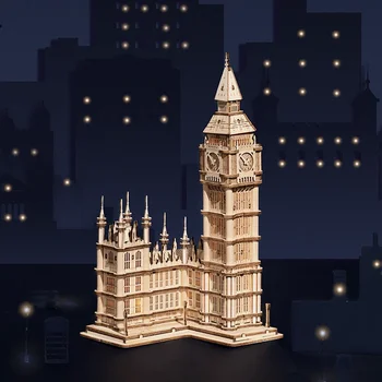 3D деревянная головоломка Биг Бен, Тауэрский мост для детей, подарок для взрослых, сделай сам со светом