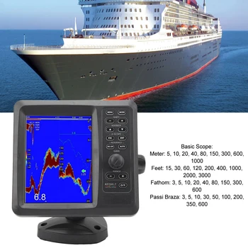 Цифровой Эхолот 7-дюймовый Цветной TFT ЖК-Экран IPX7 Водонепроницаемый Высокопроизводительный Эхолот с Обнаружением Глубины для Лодки Marine