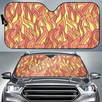 Автоматический Солнцезащитный козырек с рисунком пламени на лобовом стекле автомобиля, Солнцезащитный козырек