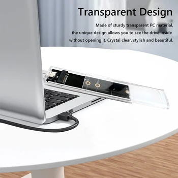 Корпус жесткого диска M.2 Изменение цвета RGB, внешний корпус жесткого диска, светодиодная раздвижная крышка, прозрачная для настольного ноутбука