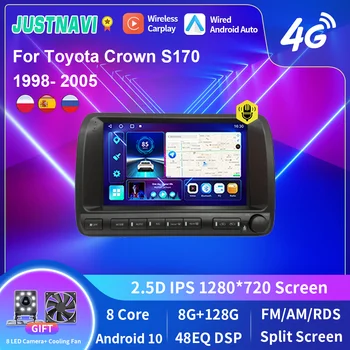 Автомагнитола JUSTNAVI для Toyota Crown S170 1998- 2005 Мультимедийная навигация Carplay Android Auto DSP Video Audio Player