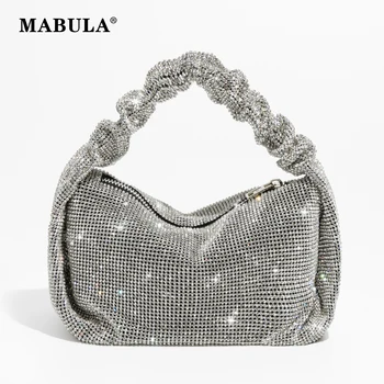 Вечерняя сумочка со стразами MABULA Bling Для женщин, модные сумки с ручками и рюшами, женские бриллиантовые маленькие сумки-тоут, сумка-хобо