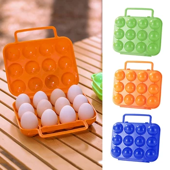 Переноска для яиц с 12 сетками, переносная защитная коробка для яиц на открытом воздухе, пластиковая с ручкой, противоударная для пикника, пешего туризма и путешествий