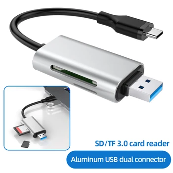 Устройство чтения карт 2 в 1 USB3.0 и Type-C для SD TF Thunderbolt 3 для ПК Аксессуары для ноутбуков Устройство чтения карт памяти Smart Cardreader Адаптер для SD-карты