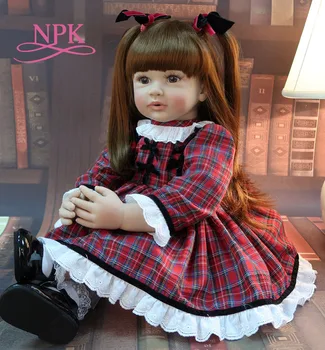 NPK 60 см Мягкая силиконовая ткань для тела девочка-куколка Baby Doll Малыш Реалистичные Младенцы Кукла-Реборн в красном платье