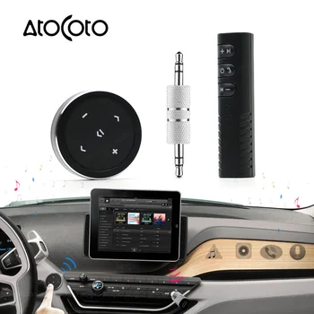 Беспроводная Bluetooth-совместимая мультимедийная кнопка, пульт дистанционного управления автомобилем, мотоциклом, рулевым колесом, музыкой, разъемом 3,5 мм, адаптером приемника AUX