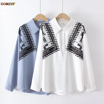 2022 Весна Осень Женская Корейская рубашка Пуловер с длинным рукавом Свободная Повседневная Блузка Топы Одежда Blusas Femininas Большого размера 4XL