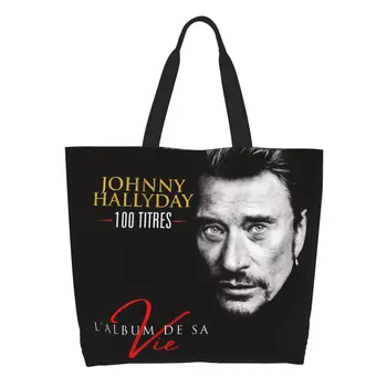 Johnny Hallyday Rock, продуктовая сумка-тоут, сумки для покупок, милые французские холщовые сумки для покупок France Singer, сумки через плечо, сумка большой емкости