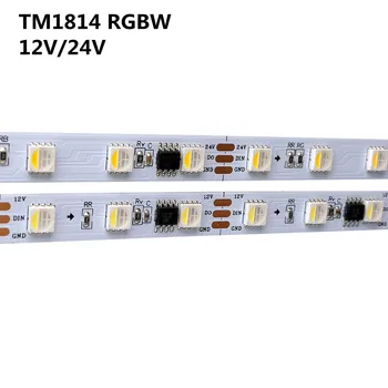TM1814 DC12V/24V RGBW RGBWW Пиксельная Светодиодная лента 4 В 1 Аналогичная SK6812 Адресуемая Светодиодная лампа 5M 60Leds/ m IP30 IP67 Черная / Белая печатная плата