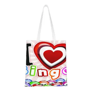 Я люблю Бинго, продуктовую сумку для покупок, холщовую сумку для покупок с модным принтом, портативную сумку большой емкости
