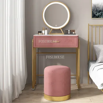 Скандинавский туалетный столик Мини-столик для маленькой квартиры Мебель для спальни Современный минималистичный легкий Роскошный туалетный столик со светлым зеркалом