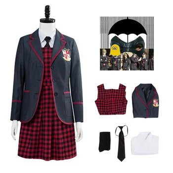 Школьная форма для девочек The Umbrella Academy, 6 предметов, карнавальный костюм Вани Эллисон для косплея на Хэллоуин, костюмы для вечеринок для женщин, комплект юбок