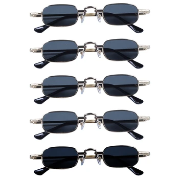 6X Ретро-панк-очки Прозрачные квадратные солнцезащитные очки Женские Ретро-солнцезащитные очки Мужские в металлической оправе-черный Серый и золотой
