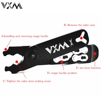 Плоскогубцы VXM Bicycle Master Link, Велосипедная цепь, отсутствует Быстроразъемный рычаг клапана шины, коробка с волшебной пряжкой, многофункциональные инструменты 5 в 1