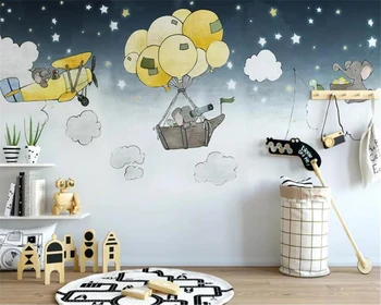 настенная роспись обоев beibehang Nordic creative, расписанная вручную, небесный слон, черепаха, черепаха, теплая стена детской комнаты