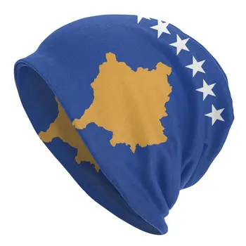Флаг Косово Капот Женская Уличная Вязаная Шапка Для Мужчин И Женщин Зимние Теплые Косоварские Гордые Шапочки Кепки