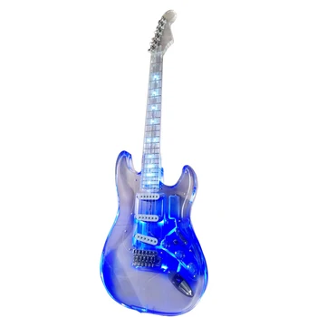 Качественная акриловая электрогитара ST с синей светодиодной подсветкой electricas electro electrique guitare guiter guitarra gitar гитары