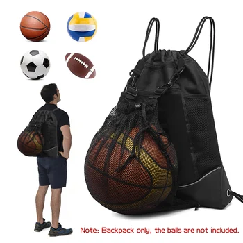 Рюкзак на шнурке, водонепроницаемая баскетбольная сумка, спортивный рюкзак для спортзала с сеткой для спортивных мячей, инструментов для занятий спортом на открытом воздухе