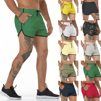 Мужские шорты для бега, новые тренировочные шорты, мужские быстросохнущие пляжные шорты для мужчин, летние трусы, пляжная одежда с карманом на молнии и завязками