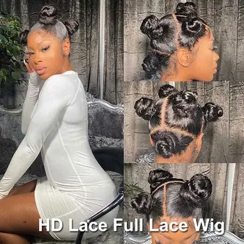 Невидимый Кристалл HD Полный кружевной парик с прямыми косточками 360 Париков из человеческих волос спереди на кружеве Для женщин, Плавящаяся кожа, Отбеленные узлы, Прозрачный