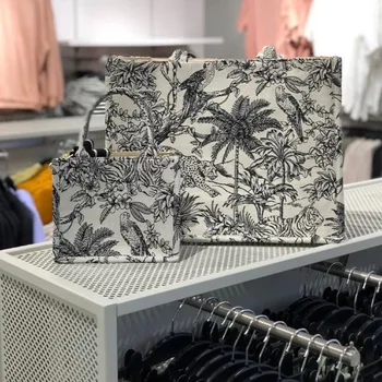 Роскошная дизайнерская жаккардовая вышивка, холщовая сумка-тоут для девочек, сумка через плечо, женская модная брендовая дизайнерская сумка