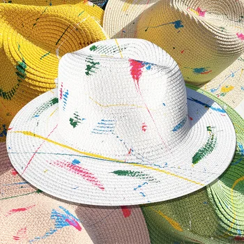 Складная Цветная Панама-Всплеск, Соломенные Шляпы Для Женщин И Мужчин, Модная Летняя Пляжная Шляпа От Солнца С Широкими Полями Chapeau Femme Holiday Cap Plage