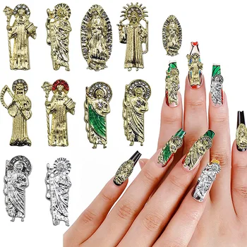 100шт Подвески для ногтей Девы Марии 3D Кристалл Драгоценный камень для ногтей Будда Украшение для ногтей Религиозные Стразы для ногтей для акриловых ногтей