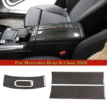 Центральный подлокотник в стиле мягкого углеродного волокна, кнопка переключения, Декоративная наклейка для Mercedes Benz B Class 2020, автомобильные аксессуары