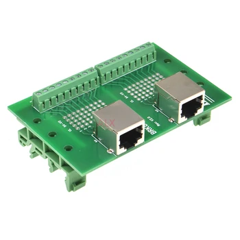 1ШТ 2-полосный 2-битный разъем RJ45 8p8c к клеммной колодке адаптер печатной платы RJ45 Ethernet разъем конвертер Крепление на Din-рейку