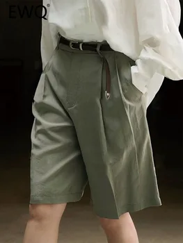EWQ Корейская версия Уличной одежды, Шорты Для женщин, Однотонные широкие брюки с высокой талией, Повседневная Женская одежда, Новинка Лета 2023, 26D2669