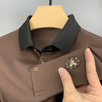 Роскошная рубашка-поло премиум-класса с коротким рукавом, Мужская футболка Zhudi Cotton 2023, Новая летняя футболка-поло с принтом на шее, Повседневный Корейский топ M-4XL