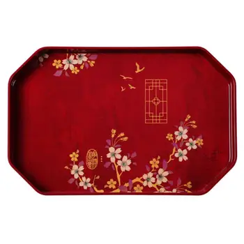 для кухни чайный поднос для сервировки стола в китайском стиле, меламиновый моющийся поднос с цветочным рисунком для кухни