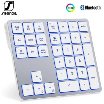 Цифровая клавиатура Bluetooth с подсветкой SeenDa для ноутбуков, цифровые панели, 34 клавиши с 7-цветной подсветкой для MacBook и Windows