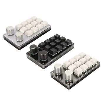 Мини-клавиатура с 12 клавишами и синим переключателем с 2 ручками, программируемое проводное подключение 