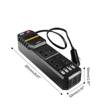 Автомобильный 4-портовый USB мощностью 200 Вт 12 В постоянного тока в переменный 220 В автомобильный инверторный адаптер-преобразователь 