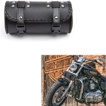 Сумка для мотоциклетной вилки из искусственной кожи, сумка для инструментов на руле велосипеда, сумка для хранения рулонов Сисси-бара, Седельная сумка, универсальная
