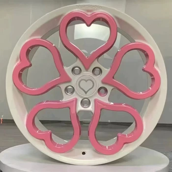 легкосплавные диски, подходящие для легковых автомобилей, обручи для шин из алюминиевого сплава, высококачественное розовое сердечко, подходящие для женских автомобилей, милые