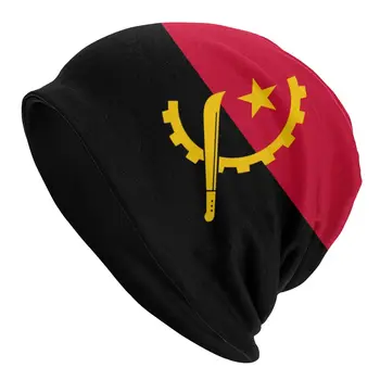 Крутая зимняя теплая мужская женская вязаная шапка Унисекс для взрослых с флагом Анголы, черепа, шапочки, кепки Angolan Pride Bonnet Hats